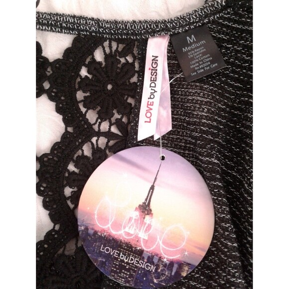 Fairycore Black Open Front Cardigan Lacy Back Panel Love By Design M Romantic - Picture 5 of 7